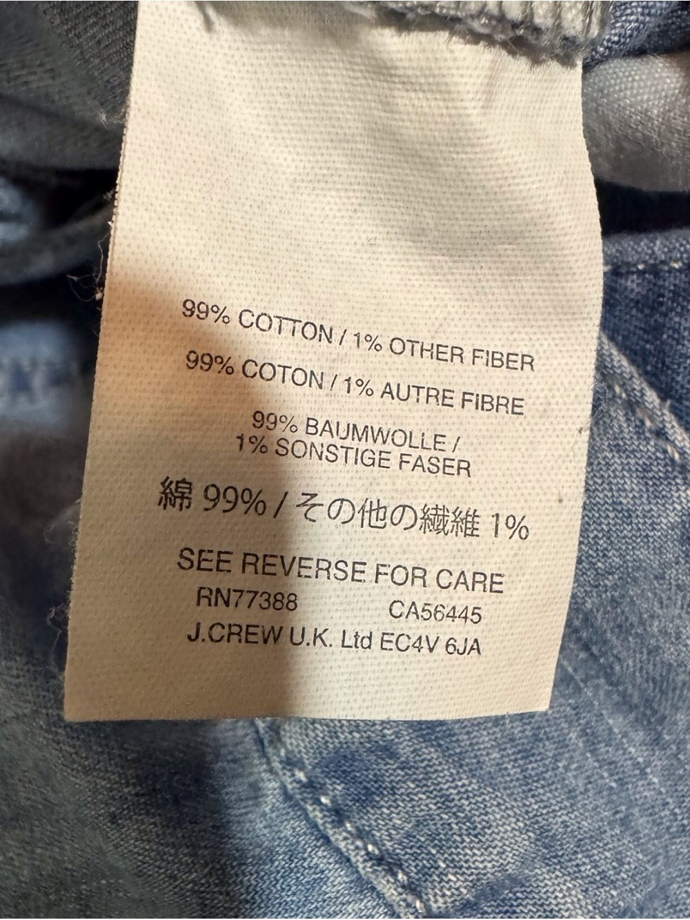 J. Crew Size 26 Blue Chambray Button Front Knee Length Skirt Pockets Cottagecore - Picture 5 of 6